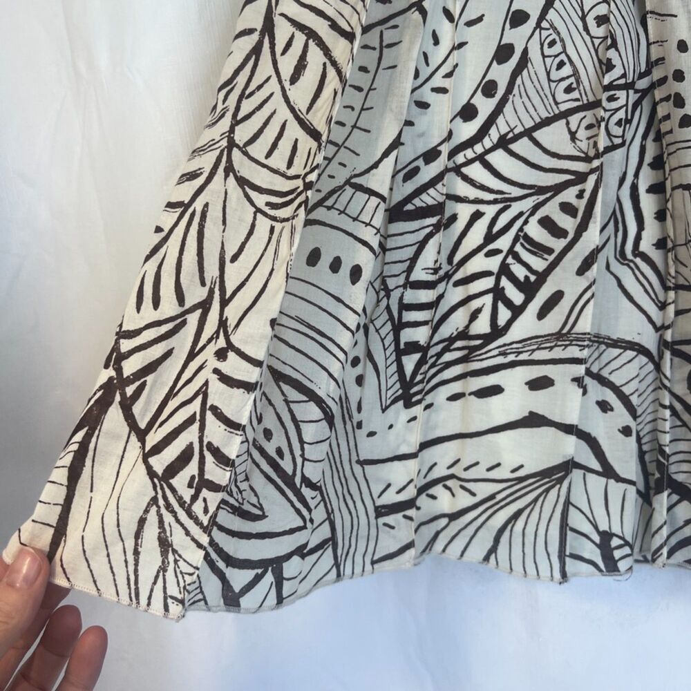 Casual Corner Aline Pleated Skirt 100% Cotton Lined Abstract Boho Size 10 Soft - Picture 4 of 10